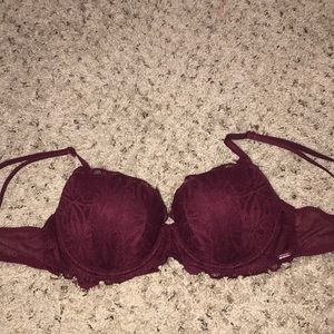 PINK maroon lace push up bra